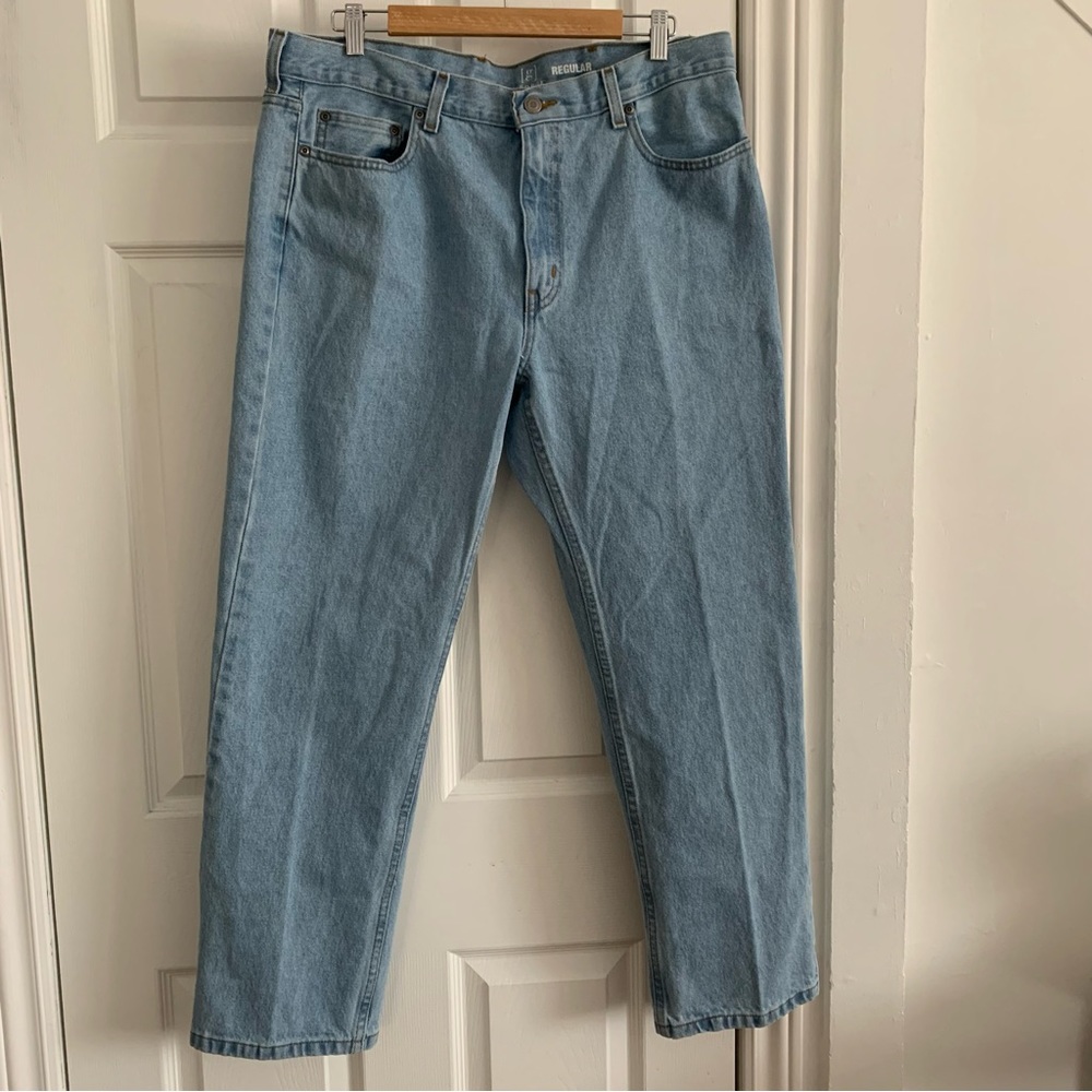 Vintage 100% Cotton Light Wash Straight Leg Denim Jeans 36x30